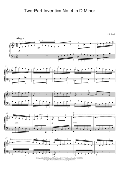 Two-Part Invention No. 4 in D Minor von Johann Sebastian Bach (Download) 