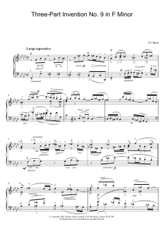 Three-Part Invention No. 9 in F Minor von Johann Sebastian Bach (Download) 