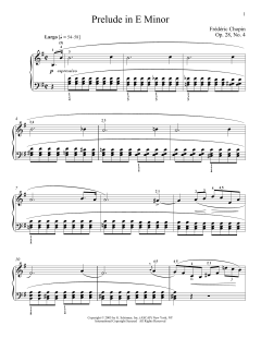 Prelude In E Minor, Op. 28, No. 4 von Frédéric Chopin (Download) 