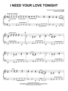 I Need Your Love Tonight von Elvis Presley (Download) 