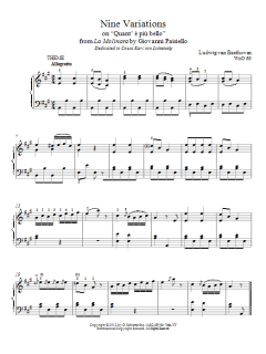 Nine Variations On "Quant' E Piu Bello" von Ludwig van Beethoven (Download) 
