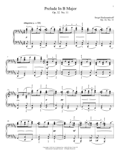 Prelude In B Major, Op. 32, No. 11 von Sergei Rachmaninoff (Download) 