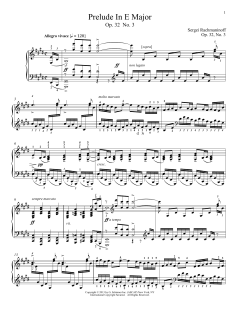 Prelude In E Major, Op. 32, No. 3 von Sergei Rachmaninoff (Download) 