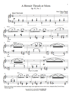 A Hermit Thrush At Morn, Op. 92, No. 2 von Amy Beach (Download) 