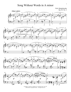 Song Without Words In A Minor, Op. 85, No. 2 von Felix Mendelssohn (Download) 