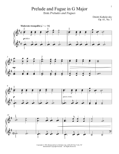 Prelude And Fugue In G Major von Dmitri Kabalevsky (Download) 