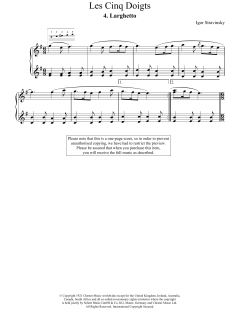 Larghetto (No. 4 From Les Cinq Doigts) von Igor Stravinsky (Download) 