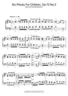 Six Pieces For Children, Op.72 No.3 von Felix Mendelssohn (Download) 