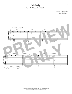 Melody, Op. 39, No. 1 von Dmitri Kabalevsky (Download) 