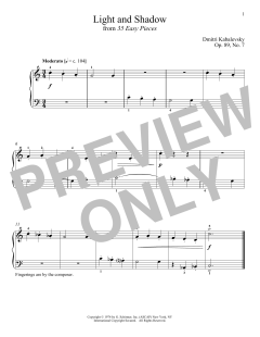 Light And Shadow, Op. 89, No. 7 von Dmitri Kabalevsky (Download) 