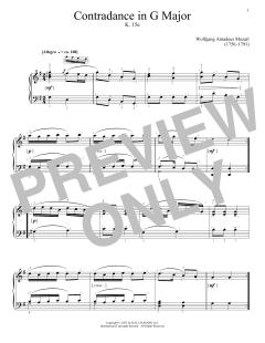 Contradance In G Major, K. 15e (Download) 