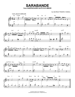 Sarabande In D Minor [Jazz version] von George Frideric Handel (Download) 