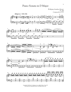 Piano Sonata In D Major, K. 284 von Wolfgang Amadeus Mozart (Download) 