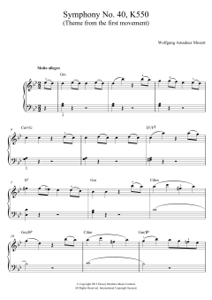 Symphony No. 40 in G Minor K550, 1st Movement Theme von Wolfgang Amadeus Mozart (Download) 