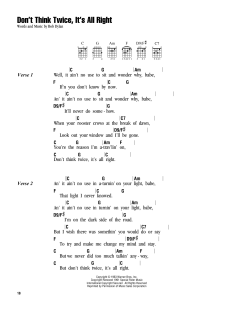 Don't Think Twice, It's All Right von Bob Dylan (Download) 