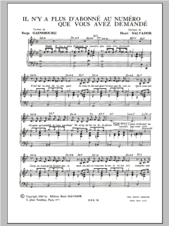 IL N'y A Plus D'abonne Au Numero Que Vous Avez Demande von Henri Salvador (Download) 