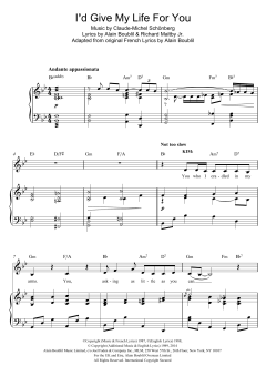 I'd Give My Life For You von Alain Boublil (Download) 