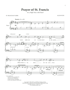 Prayer of St. Francis (High Voice) von Allen Pote (Download) 