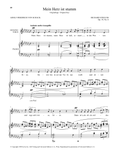 Mein Herz Ist Stumm (High Voice) von Richard Strauss (Download) 