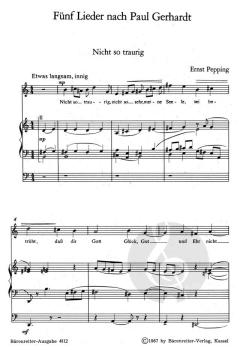5 Lieder nach Gedichten von Paul Gerhardt von Ernst Pepping (Download) 