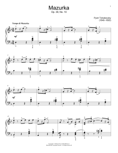 Mazurka In D Minor, Op. 39, No. 10 von Peter Iljitsch Tschaikowsky (Download) 