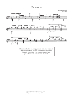 Prelude von Francisco Tárrega (Download) 
