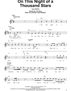 On This Night Of A Thousand Stars von Andrew Lloyd Webber (Download) 