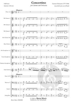 Concertino For Clarinet von Gaetano Donizetti (Download) 