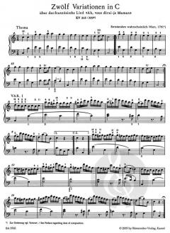 Ah, vous dirai-je Maman KV 265 (300e) von Wolfgang Amadeus Mozart (Download) 