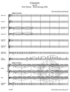 Konzert e-Moll op. 64 von Felix Mendelssohn Bartholdy für Violine und Orchester (erste Fassung 1844 und zweite Fassung 1845) im Alle Noten Shop kaufen (Partitur)