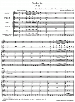 Sinfonie Nr. 1 in Es-Dur KV 16 von Wolfgang Amadeus Mozart 