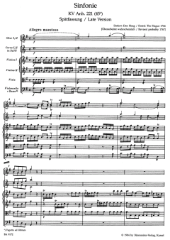 Sinfonie in G-Dur KV Anh. 221 (45a) von Wolfgang Amadeus Mozart 