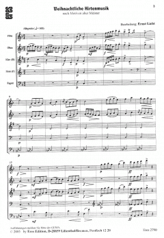 Weihnachtliche Hirtenmusik (Holzbläserquintett) von Ernst Licht im Alle Noten Shop kaufen