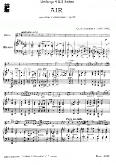 Air (Violine, Klavier) von Karl Goldmark im Alle Noten Shop kaufen