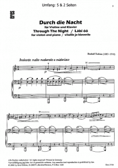 Durch die Nacht (Violine, Klavier) von Rudolf Tobias im Alle Noten Shop kaufen