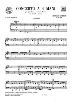 Concerto A Quattro Mani per Pianoforte E Orchestra von Leopold Antonín Koželuh im Alle Noten Shop kaufen - ZNB5701