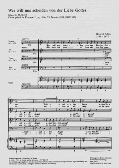 Wer will uns scheiden von der Liebe SWV330 von Heinrich Schütz (Download) 