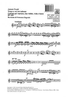 Vengo a Voi, Luci Adorate. Cantata Per Soprano, 2 Violini, von Antonio Vivaldi 