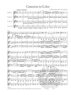 Concerto in G-dur für vier Violinen ohne Bass von Georg Philipp Telemann im Alle Noten Shop kaufen