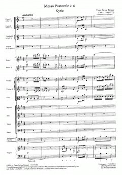 Messa Pastorale in G von Franz Xaver Richter (Download) 