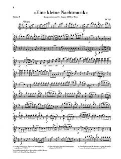 Divertimento 'Eine kleine Nachtmusik' KV 525 von Wolfgang Amadeus Mozart für 2 Violinen, Viola, Violoncello und Kontrabass im Alle Noten Shop kaufen (Stimmensatz)