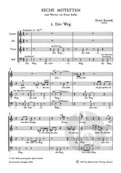 Sechs Motetten von Ernst Krenek (Download) 
