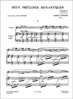 Deux Preludes Romantiques Op. 17 pour Violon von Marcel Tournier 