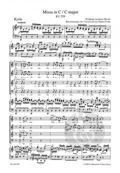 Missa C-Dur KV 259 von Wolfgang Amadeus Mozart (Download) 