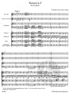 Konzert Nr. 11 F-Dur KV 413 (387a) von Wolfgang Amadeus Mozart (Download) 