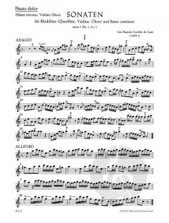 Neun Sonaten Heft 1 op.1/1-3 von Jean Baptiste Loeillet de Gant (Download) 
