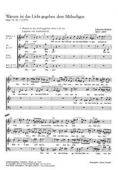 Warum ist das Licht gegeben dem Mühseligen op. 74,1 von Johannes Brahms (Download) 
