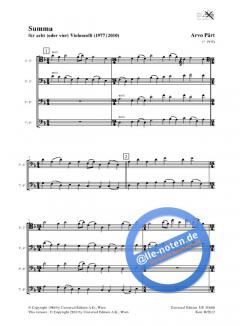 Summa von Arvo Pärt für 8 (4) Violoncelli im Alle Noten Shop kaufen (Partitur)