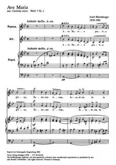 Ave Maria in B WoO 7,1 von Josef Gabriel Rheinberger (Download) 