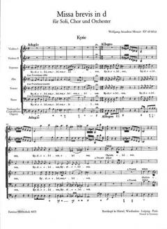Missa brevis in d-moll KV 65 von Wolfgang Amadeus Mozart für Soli (SATB), gemischten Chor, Orchester und Orgel im Alle Noten Shop kaufen (Partitur)